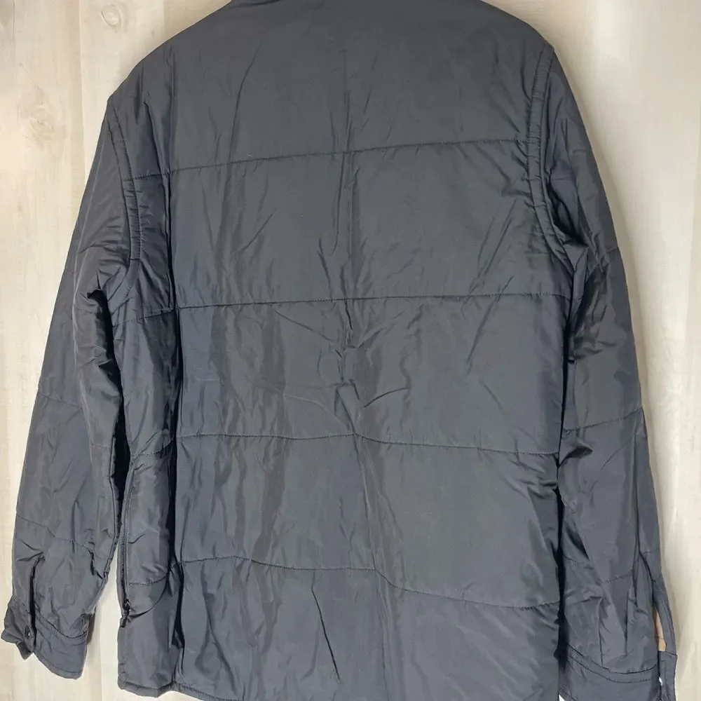 J. Crew black quilted jacket coat, size medium‎